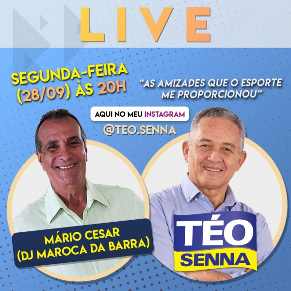 Live de Téo Senna recebe Dj Maroca da Barra nesta segunda (28)